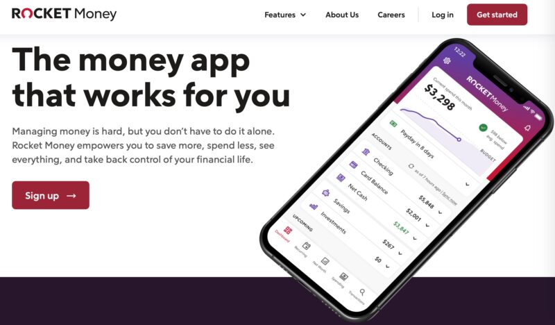 Rocket money review screenshot of Rocket money landing page