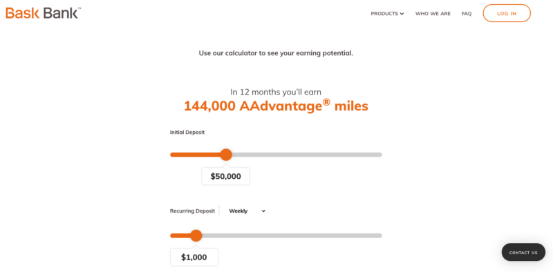 Bask Bank AAdvantage Miles Calculator