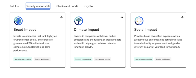 Betterment SRI portfolios